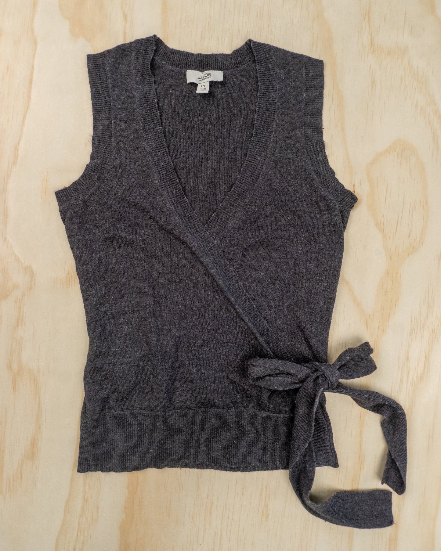 90s Grey Fuzzy Wrap Top - S