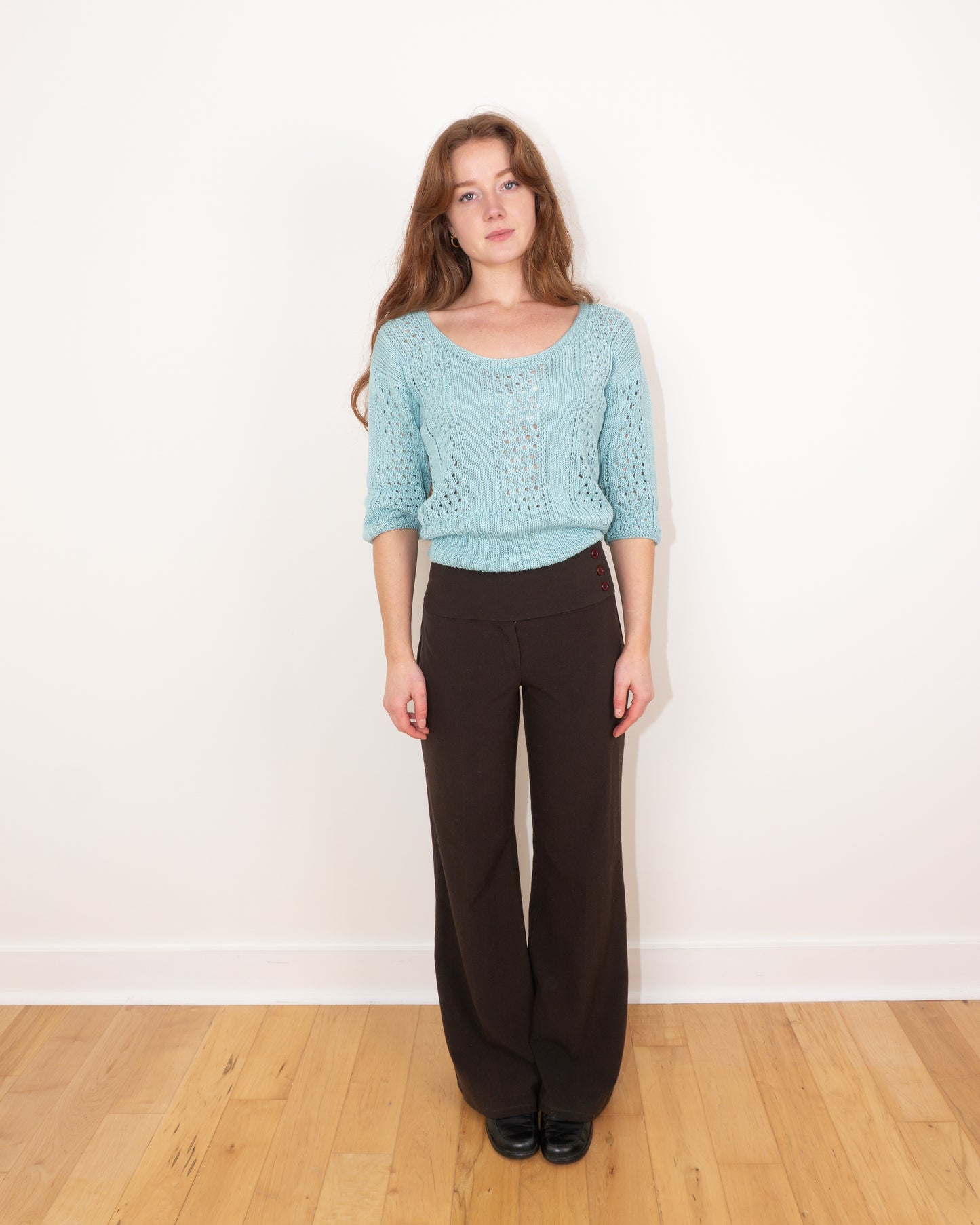 Blue Knit Quarter Sleeve - S/M
