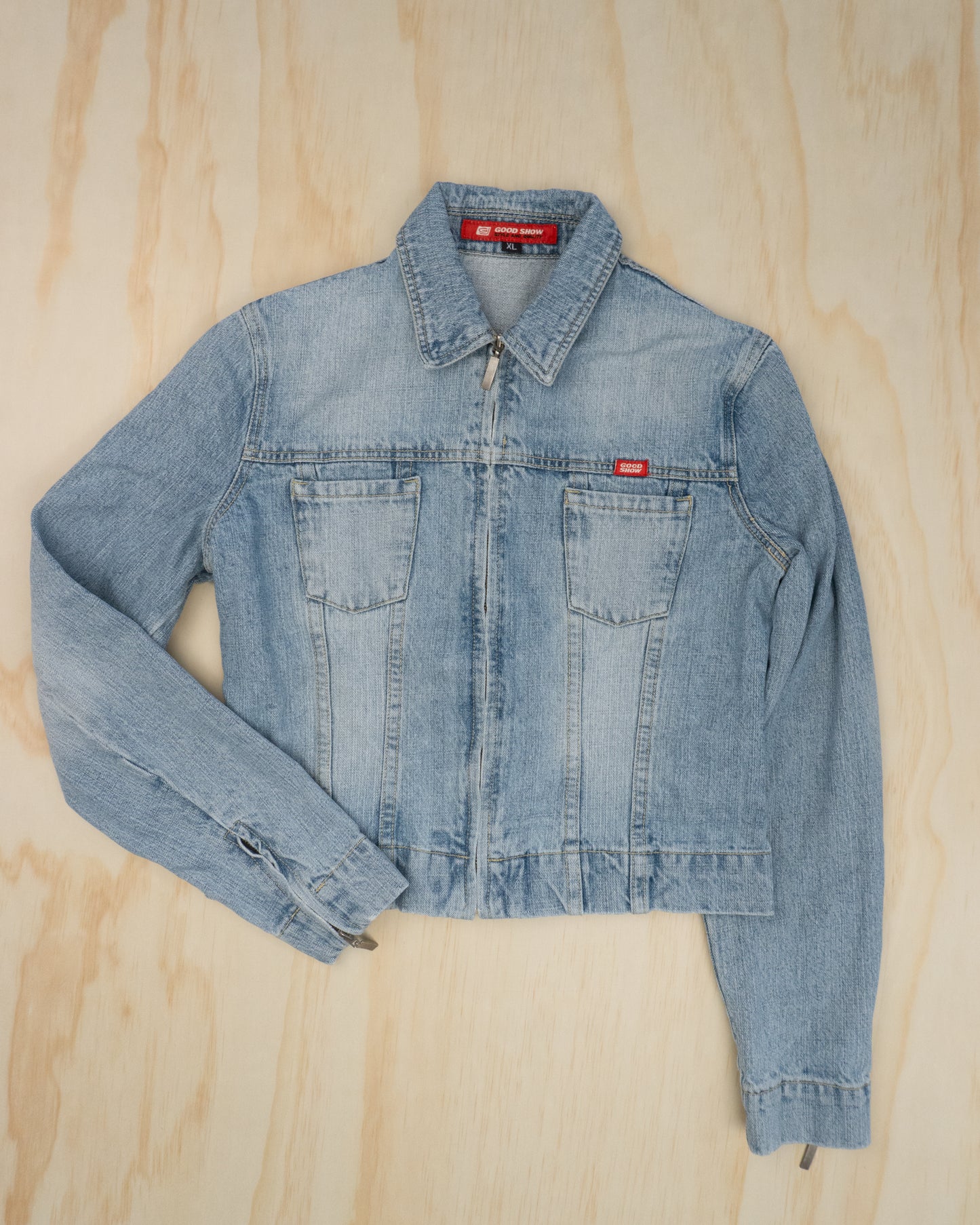 Vintage Zip Up Denim Jacket - S/M