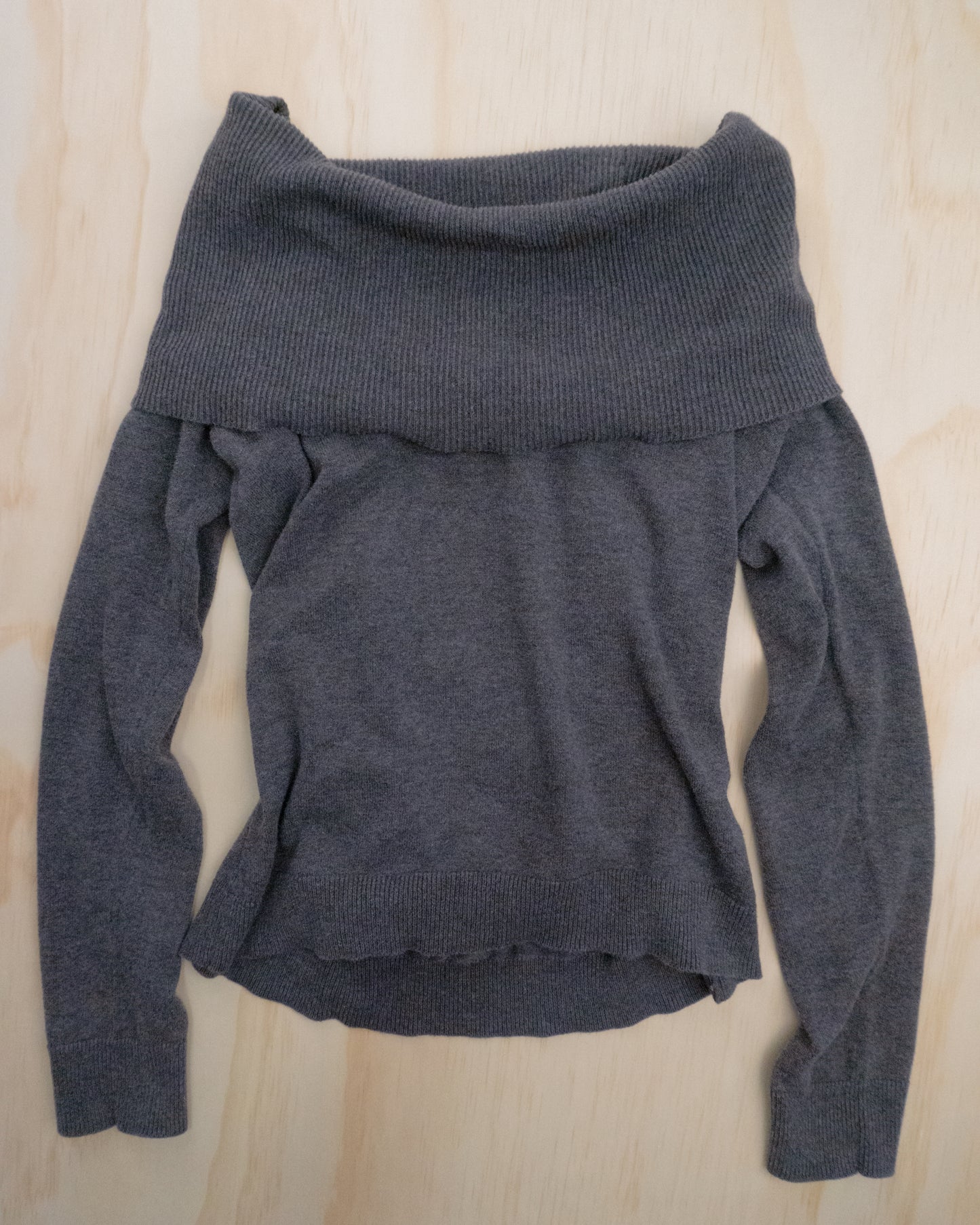 2000s Grey Knit Off The Shoulder - S