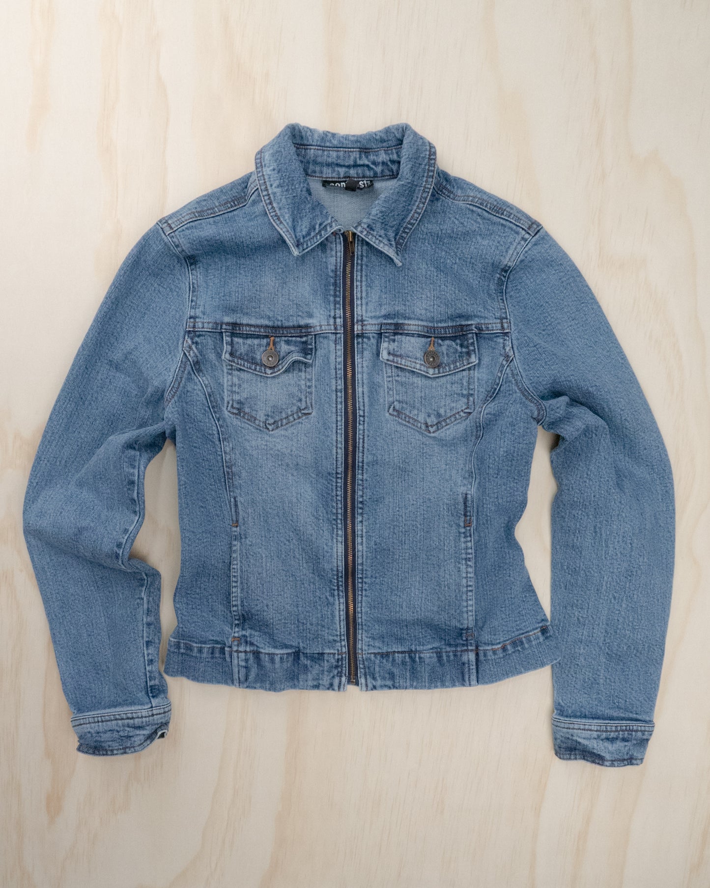 90s Fitted Denim Zip Up - S