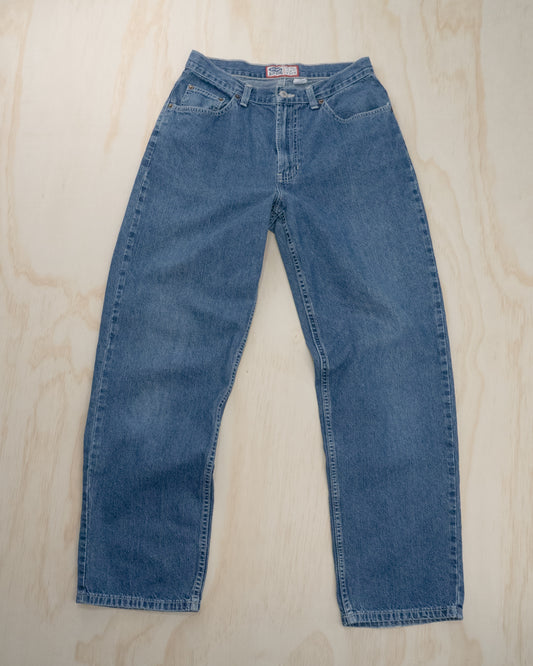 90s Baggy Contrast Stitch Jeans - 28