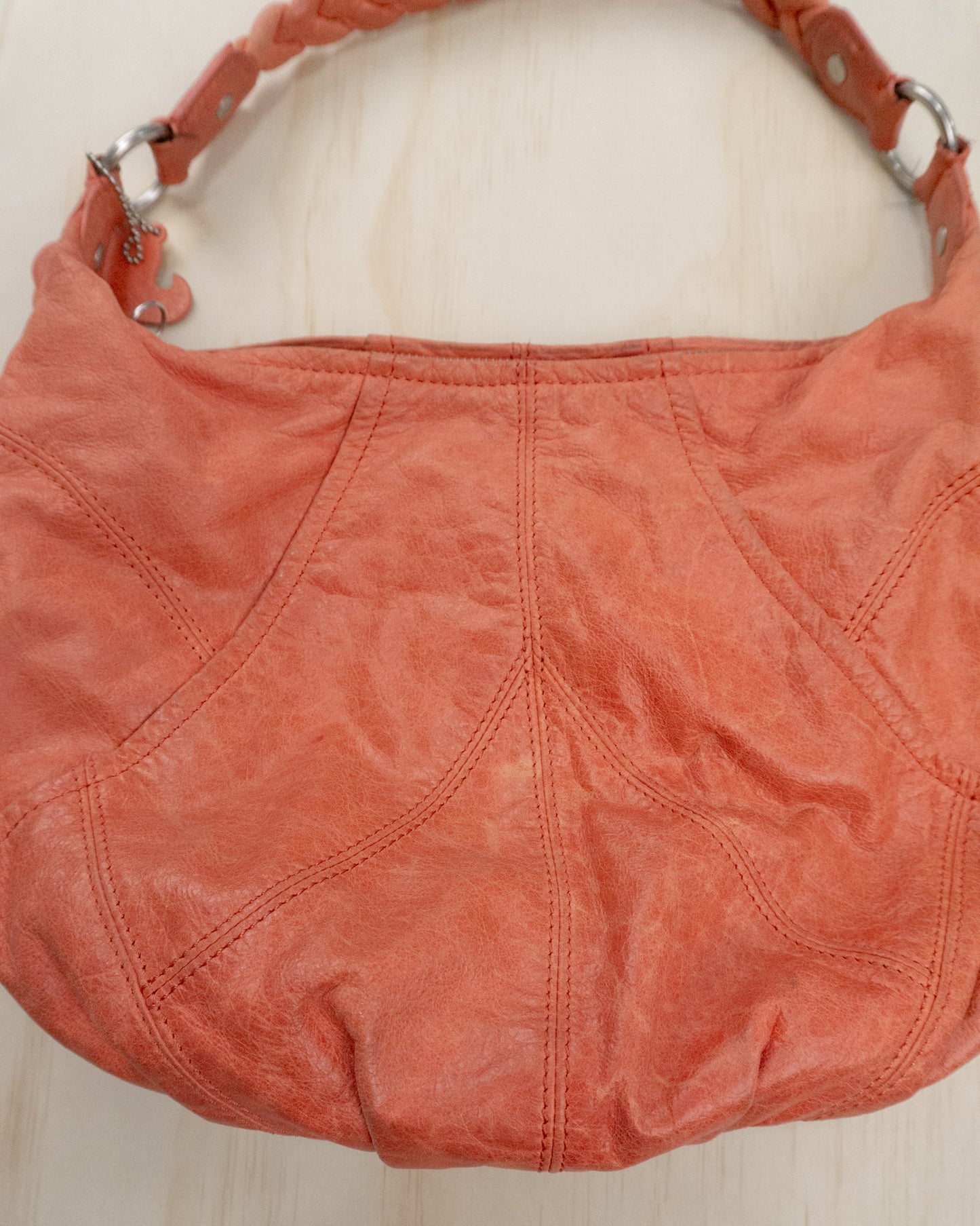 Slouchy Coral Leather Purse