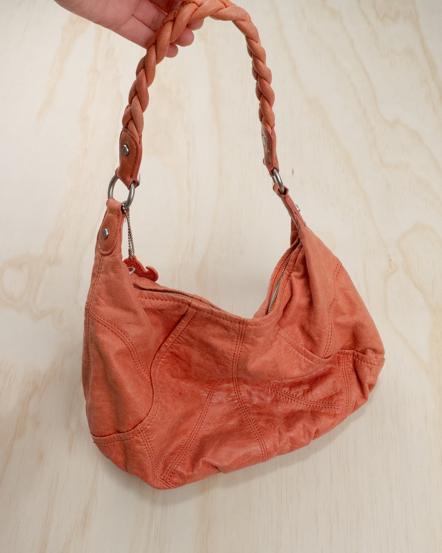 Slouchy Coral Leather Purse