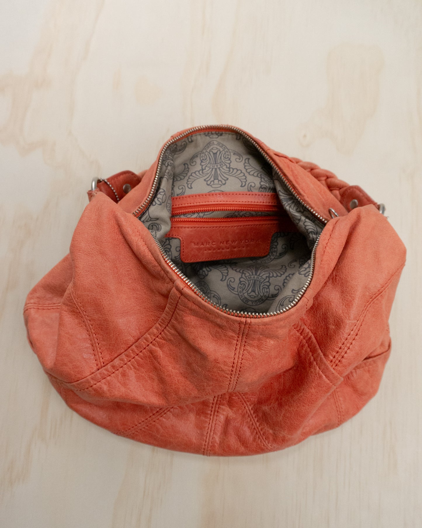 Slouchy Coral Leather Purse