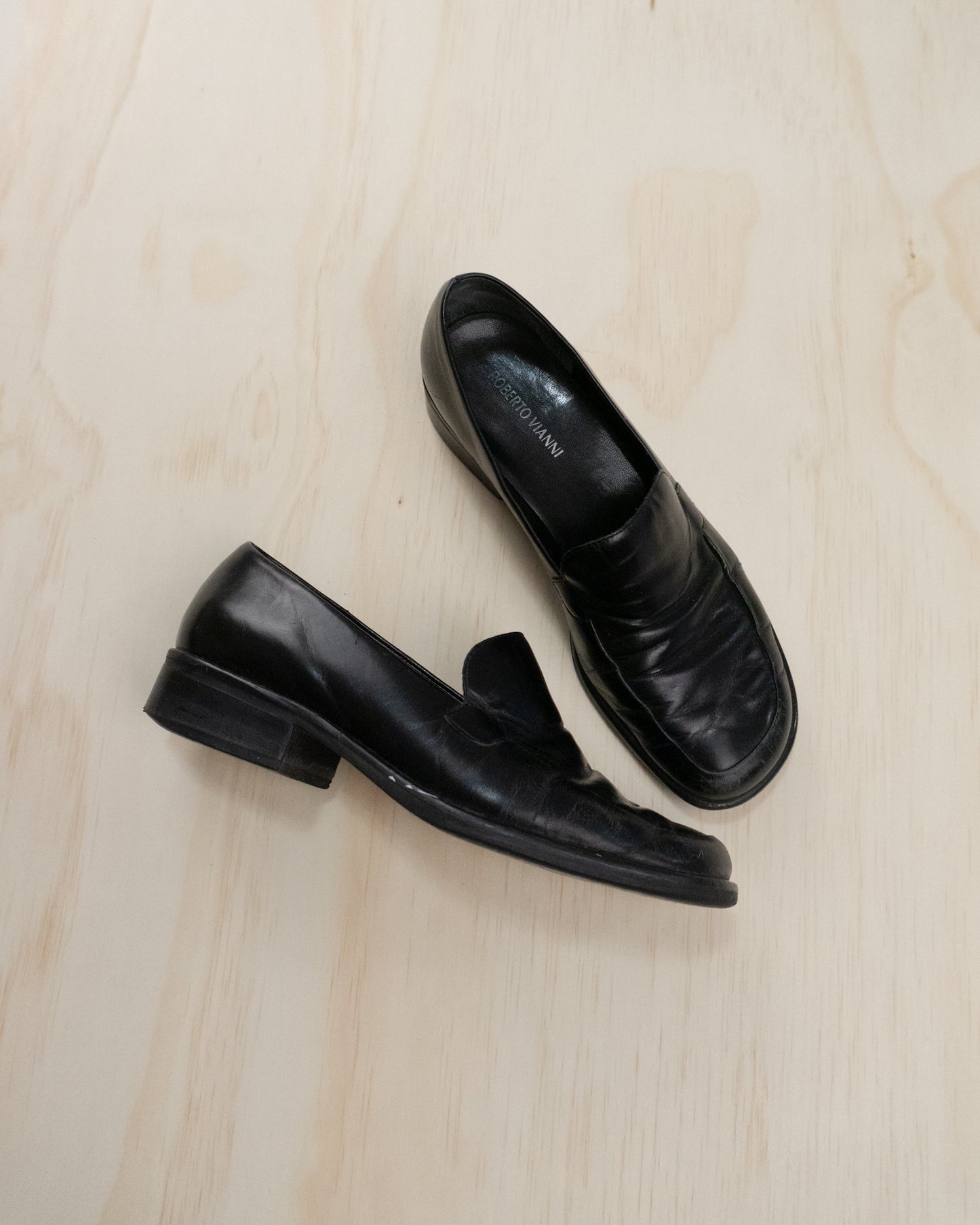 Black Leather Loafers - 7.5