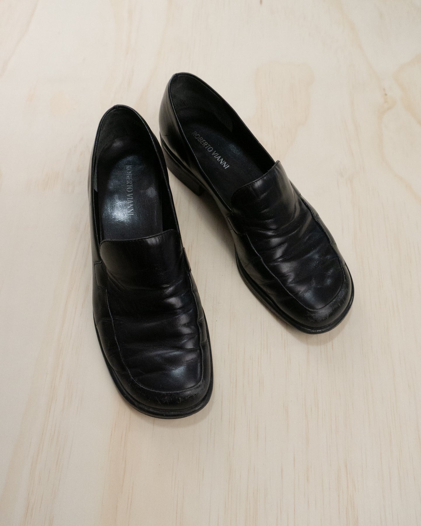 Black Leather Loafers - 7.5