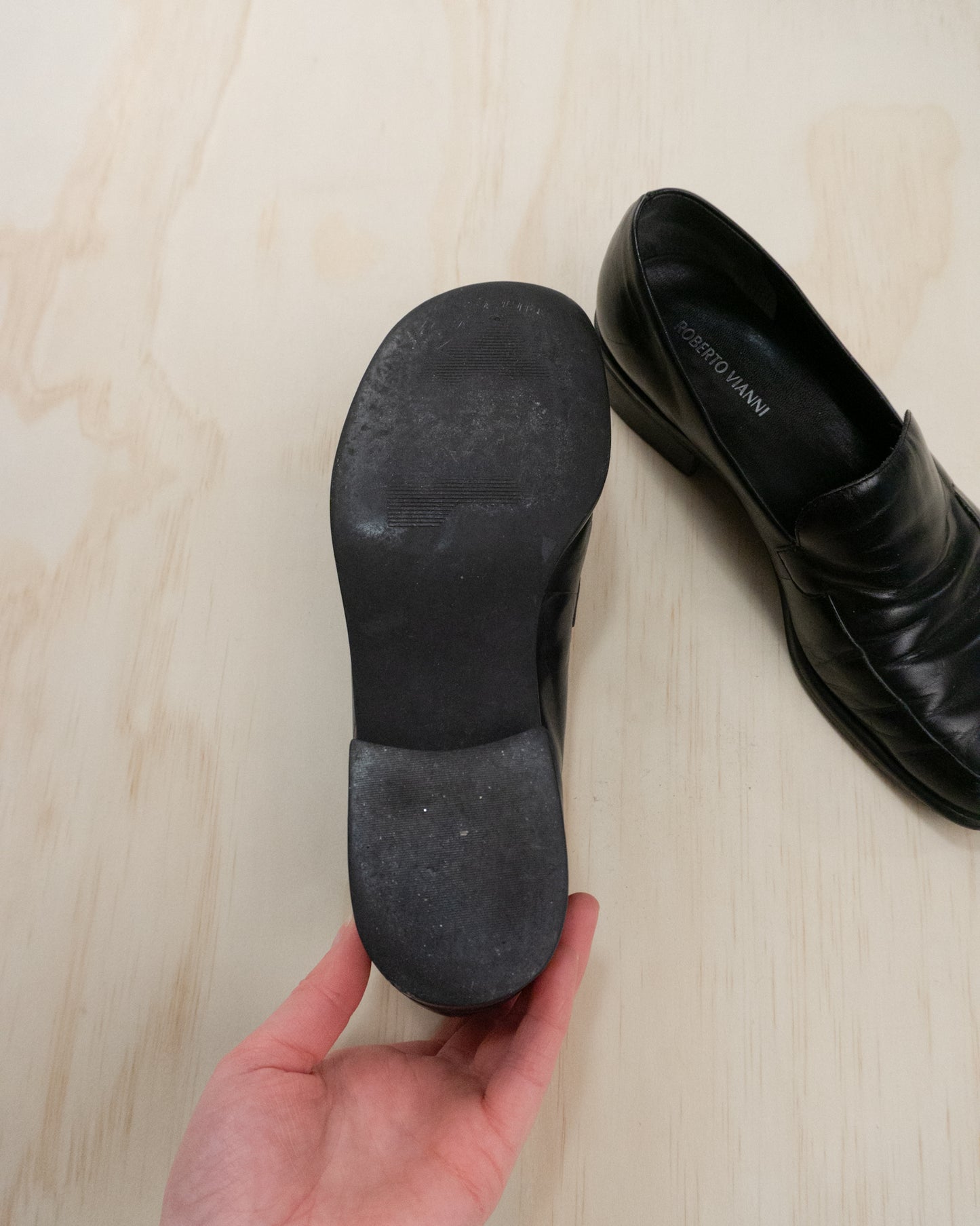 Black Leather Loafers - 7.5