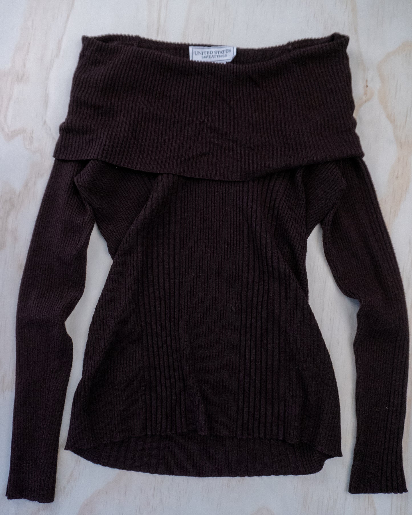 Vintage Brown Off The Shoulder Knit - S