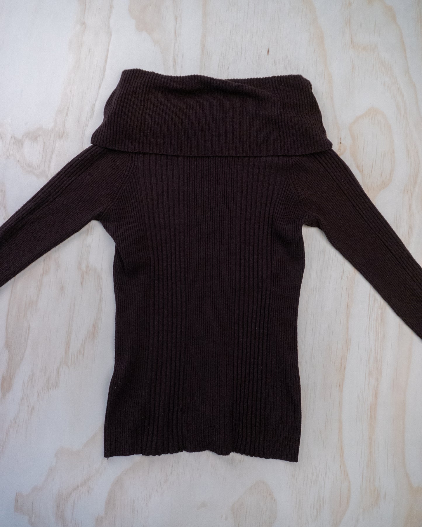Vintage Brown Off The Shoulder Knit - S