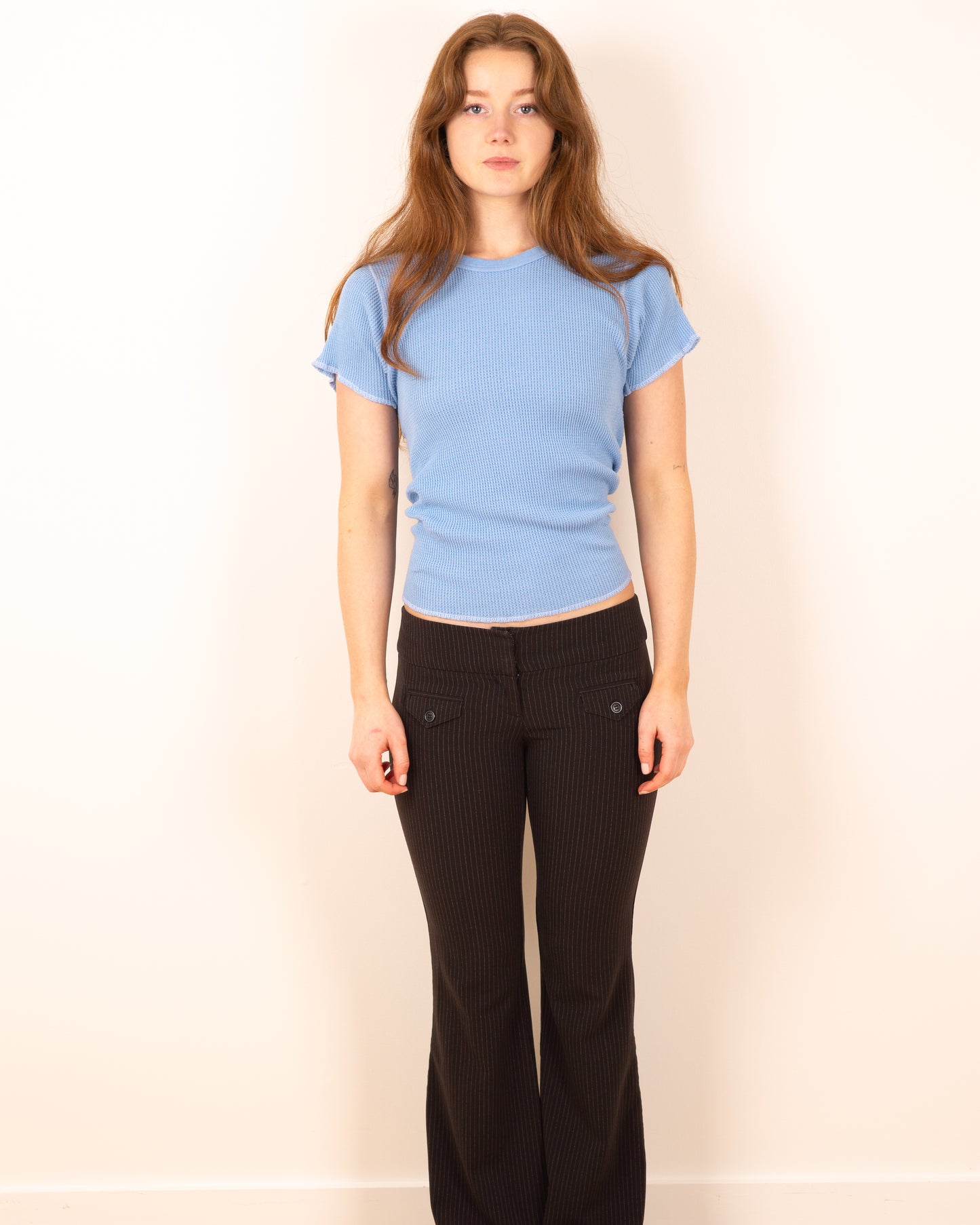 Vintage Blue Waffle Knit Tee - S/M