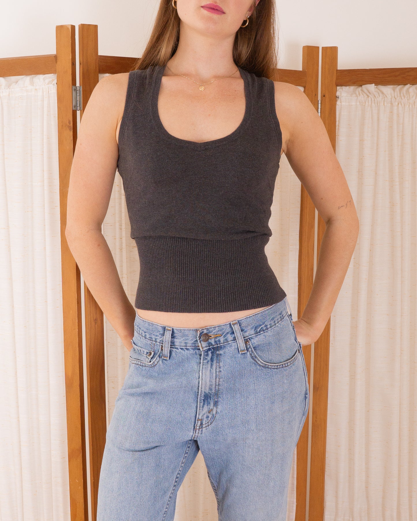 Smart Set Grey Knit Top - S