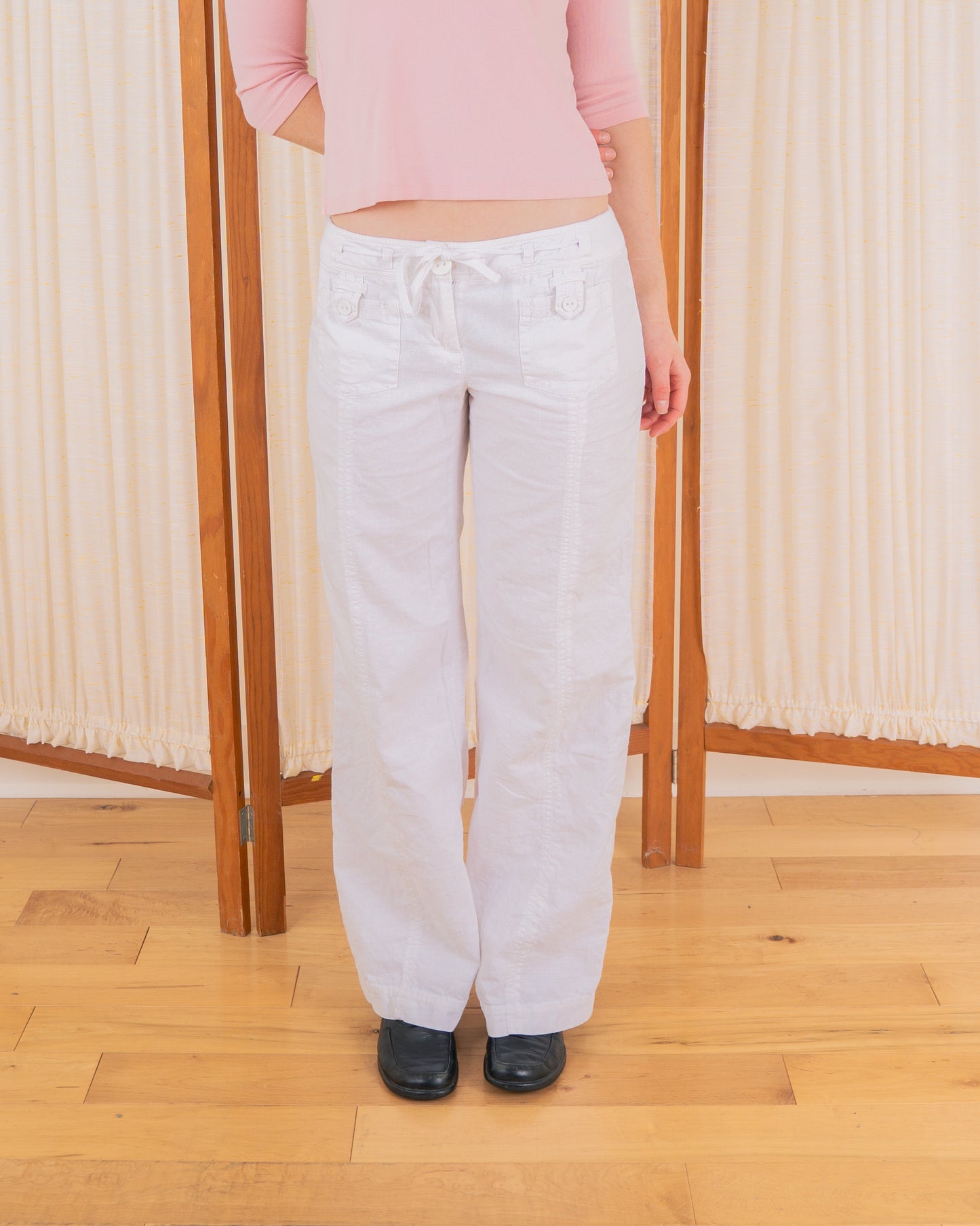 Vintage White Cotton/Linen Pants - 26/27