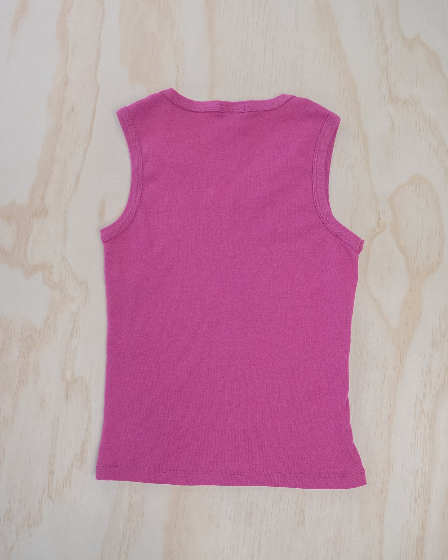Fuchsia Cotton V Neck Tank - M
