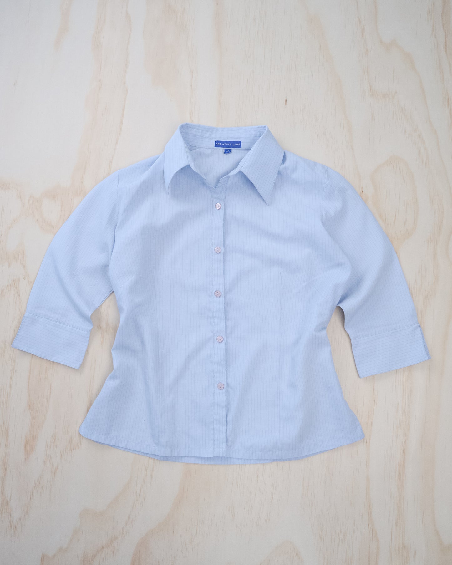 90s Baby Blue Stripe Button Up - S