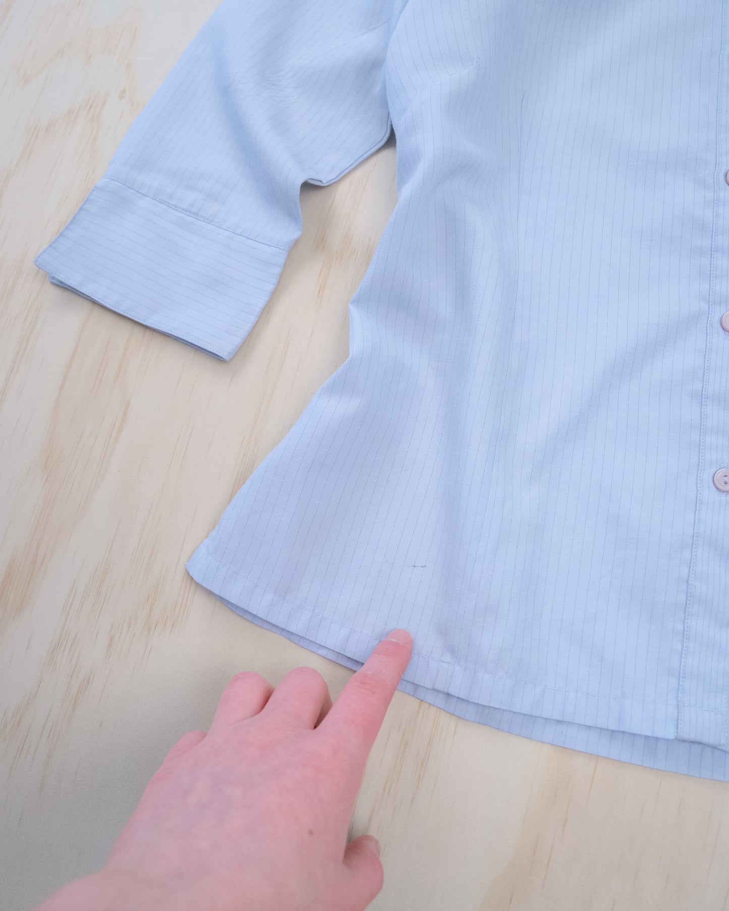 90s Baby Blue Stripe Button Up - S