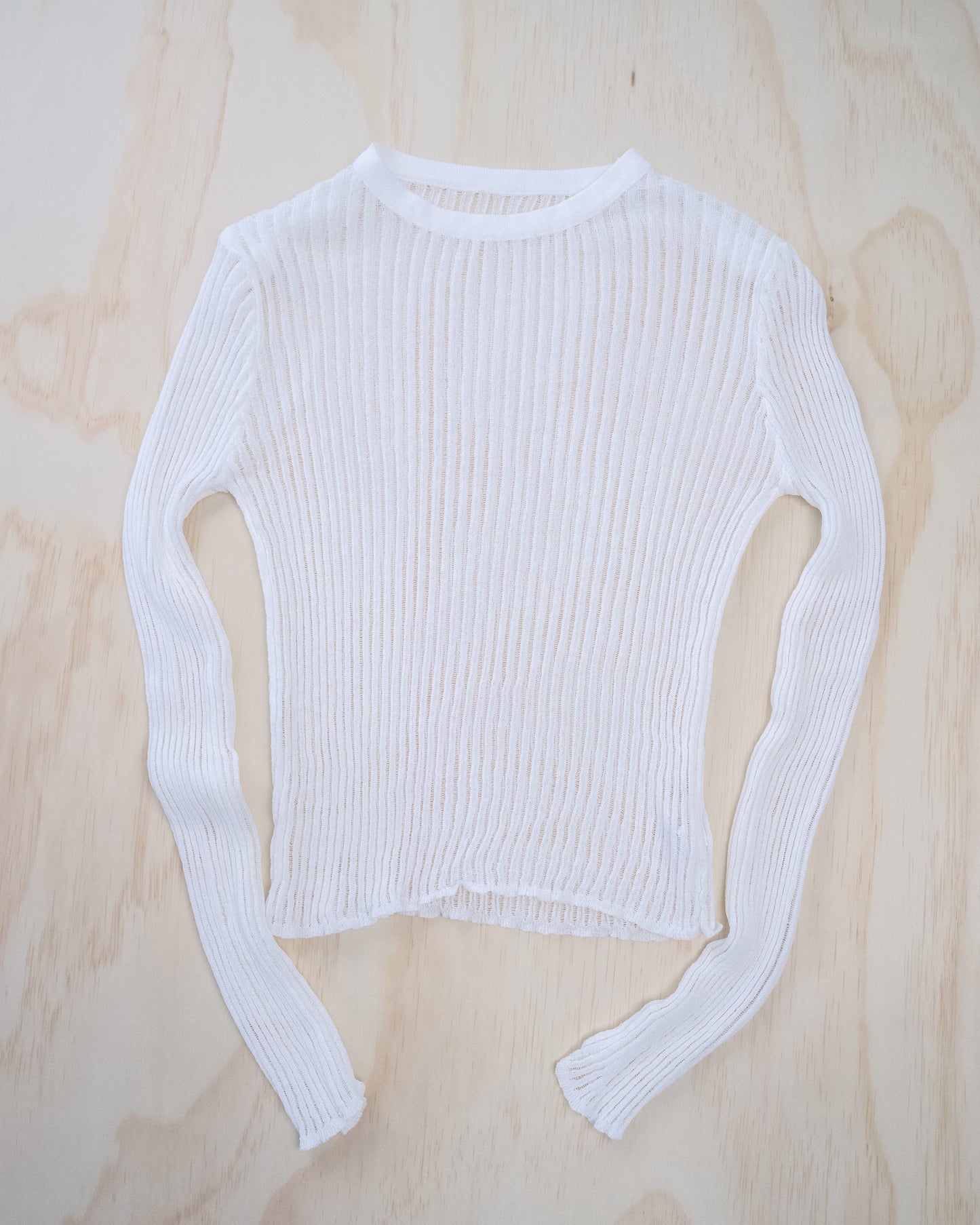 White Sheer Knit Top - S