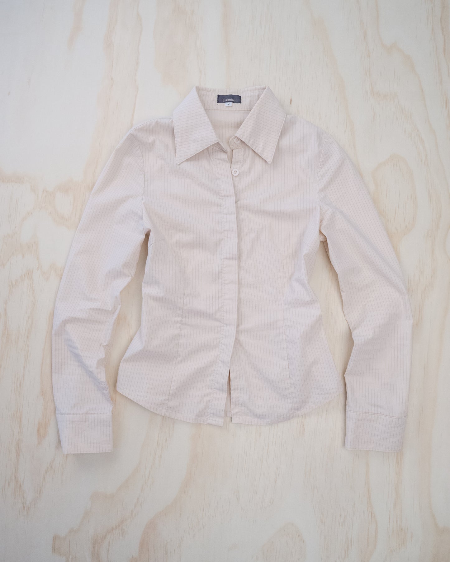 90s Beige Stripe Button Up - S