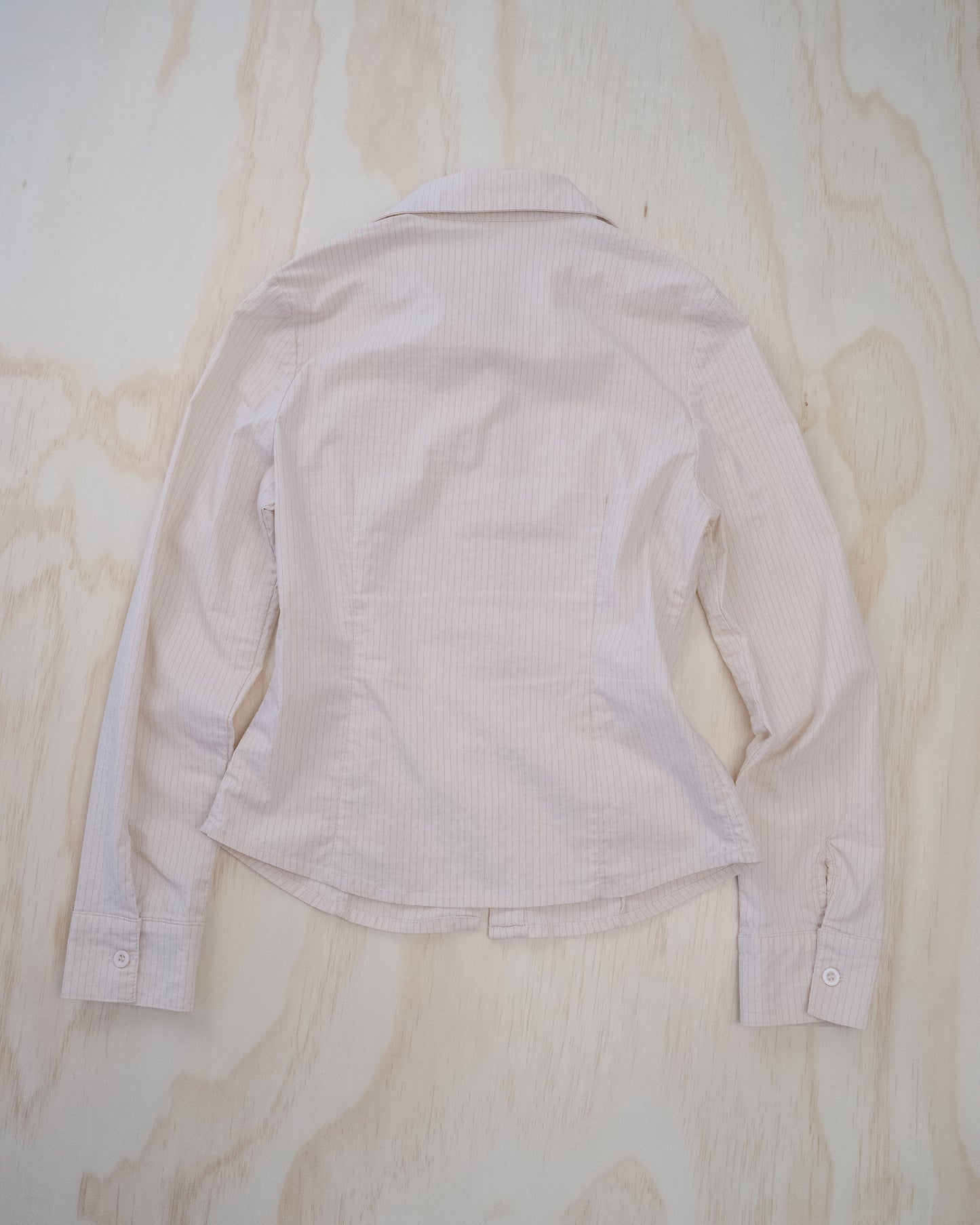 90s Beige Stripe Button Up - S