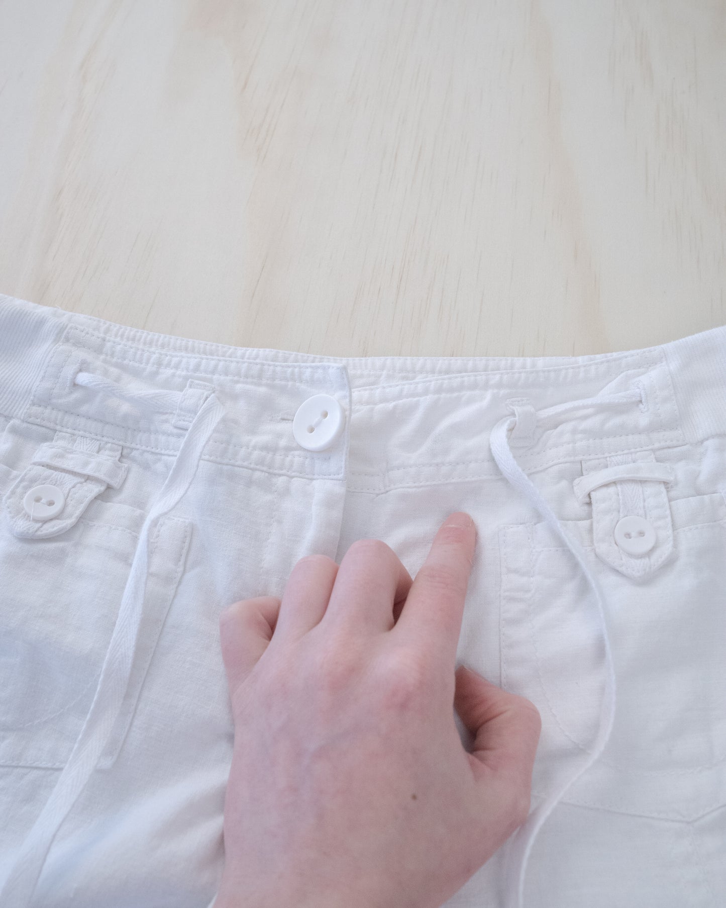 Vintage White Cotton/Linen Pants - 26/27