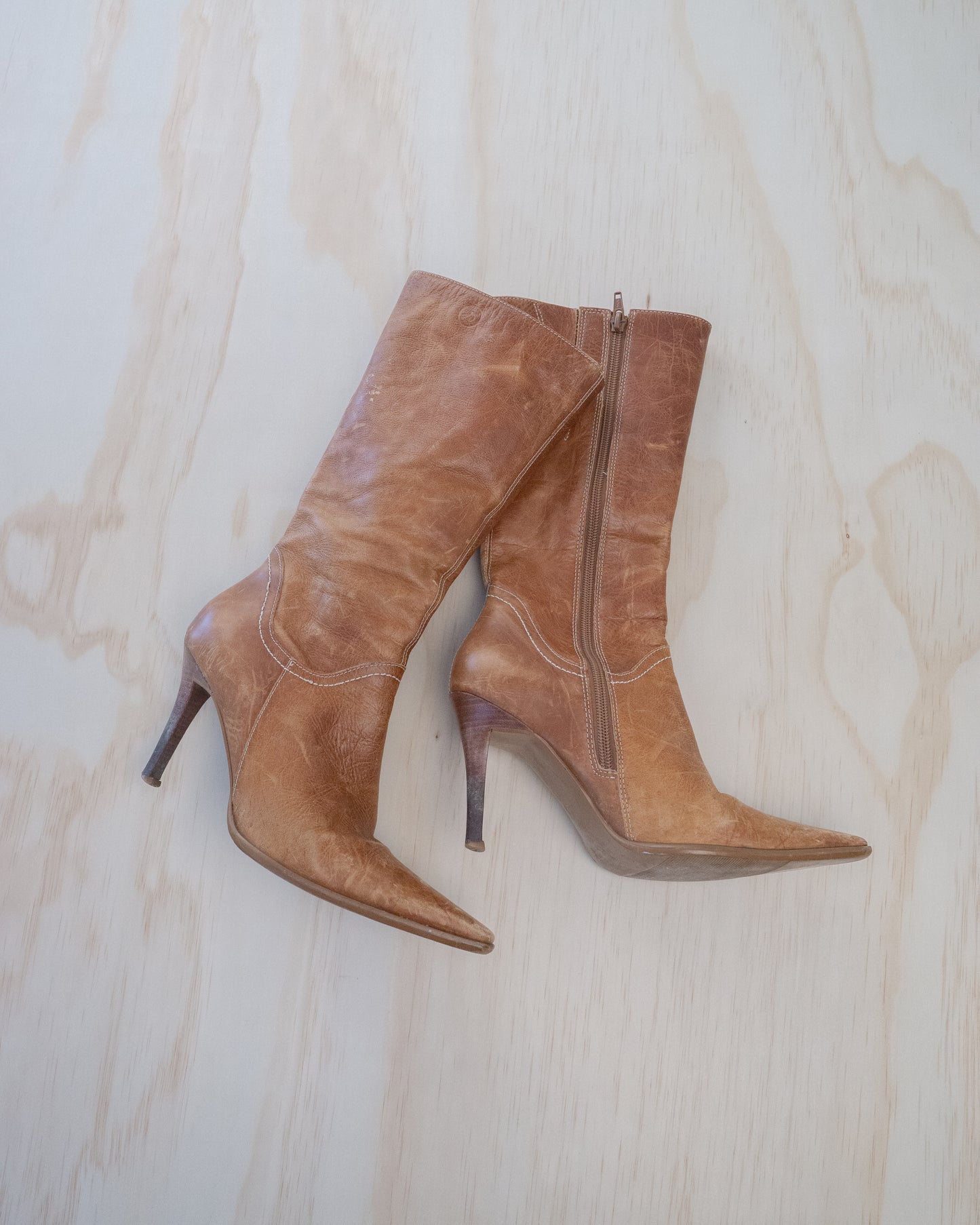 Vintage Brown Leather Boots - 7.5
