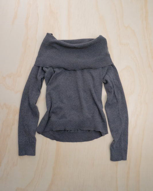 2000s Grey Knit Off The Shoulder - S