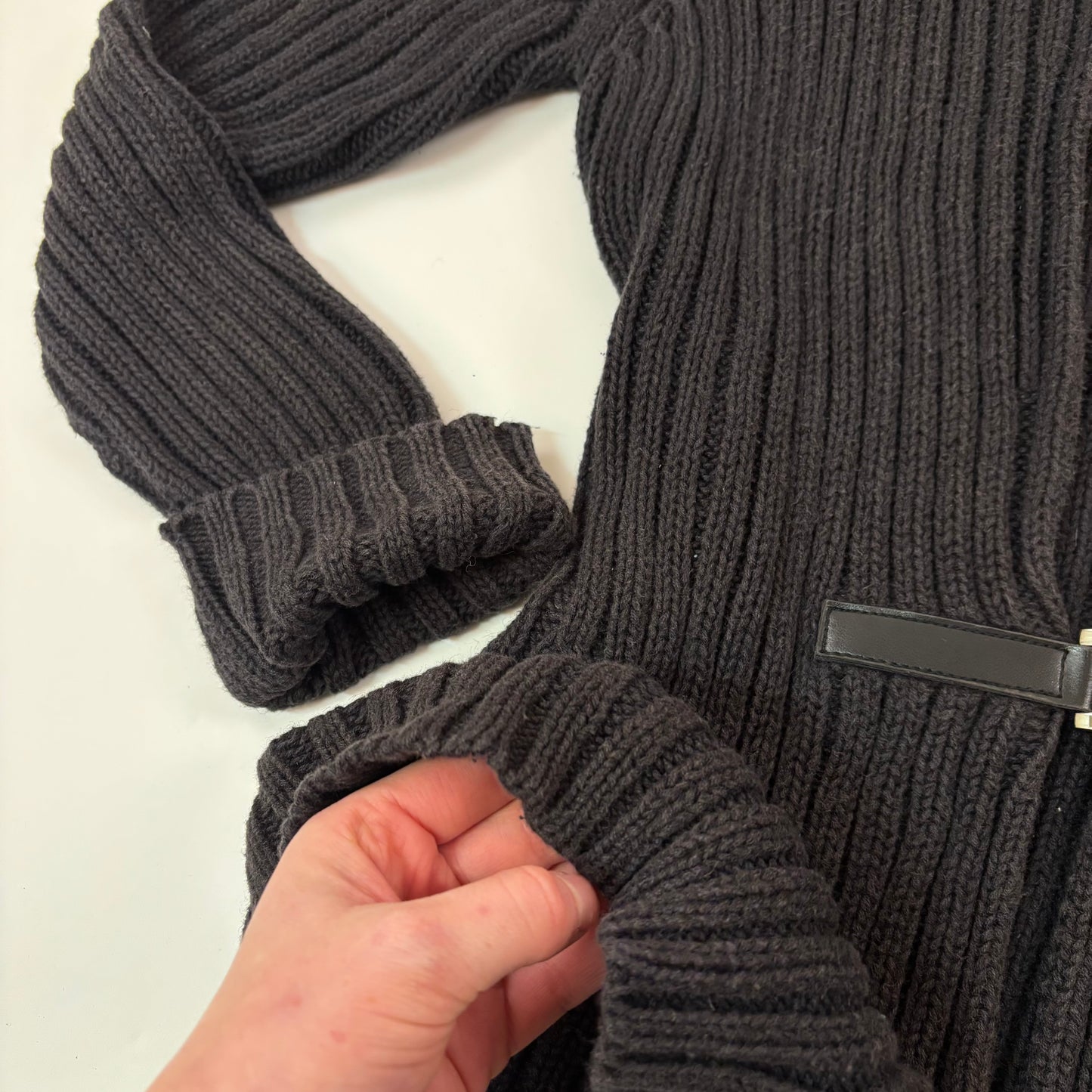 90s Thick Buckle Knit Cardigan - S