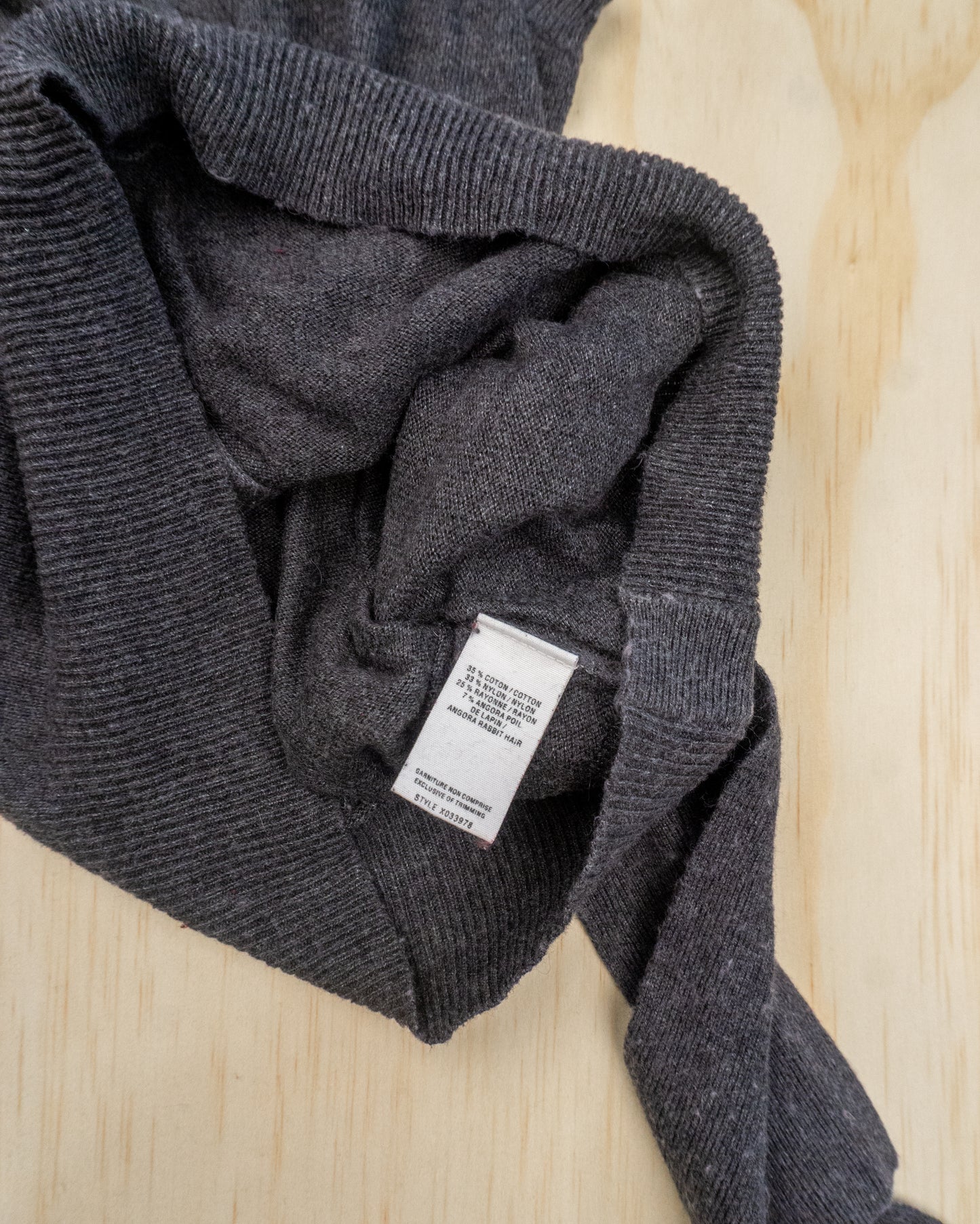 90s Grey Fuzzy Wrap Top - S