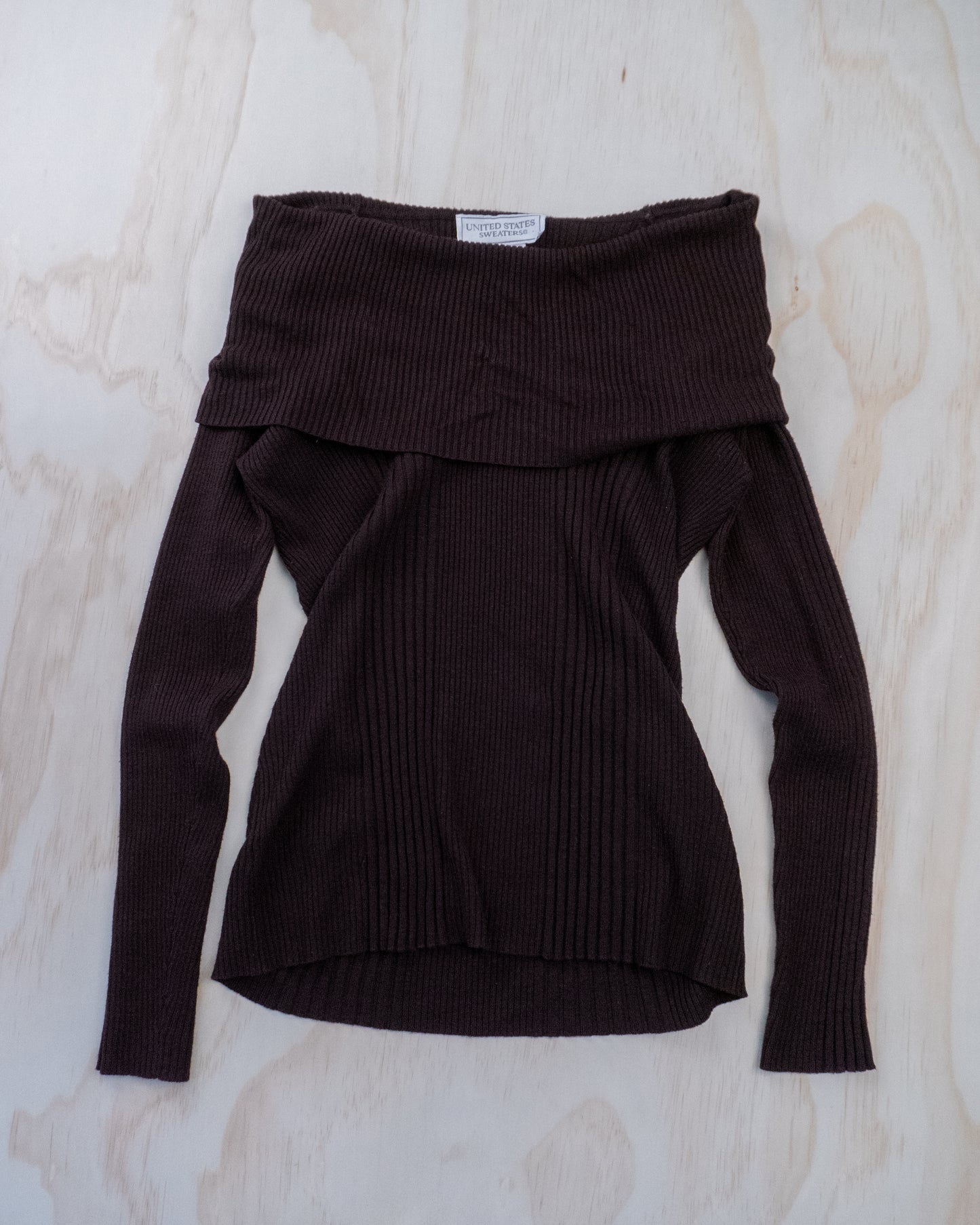 Vintage Brown Off The Shoulder Knit - S