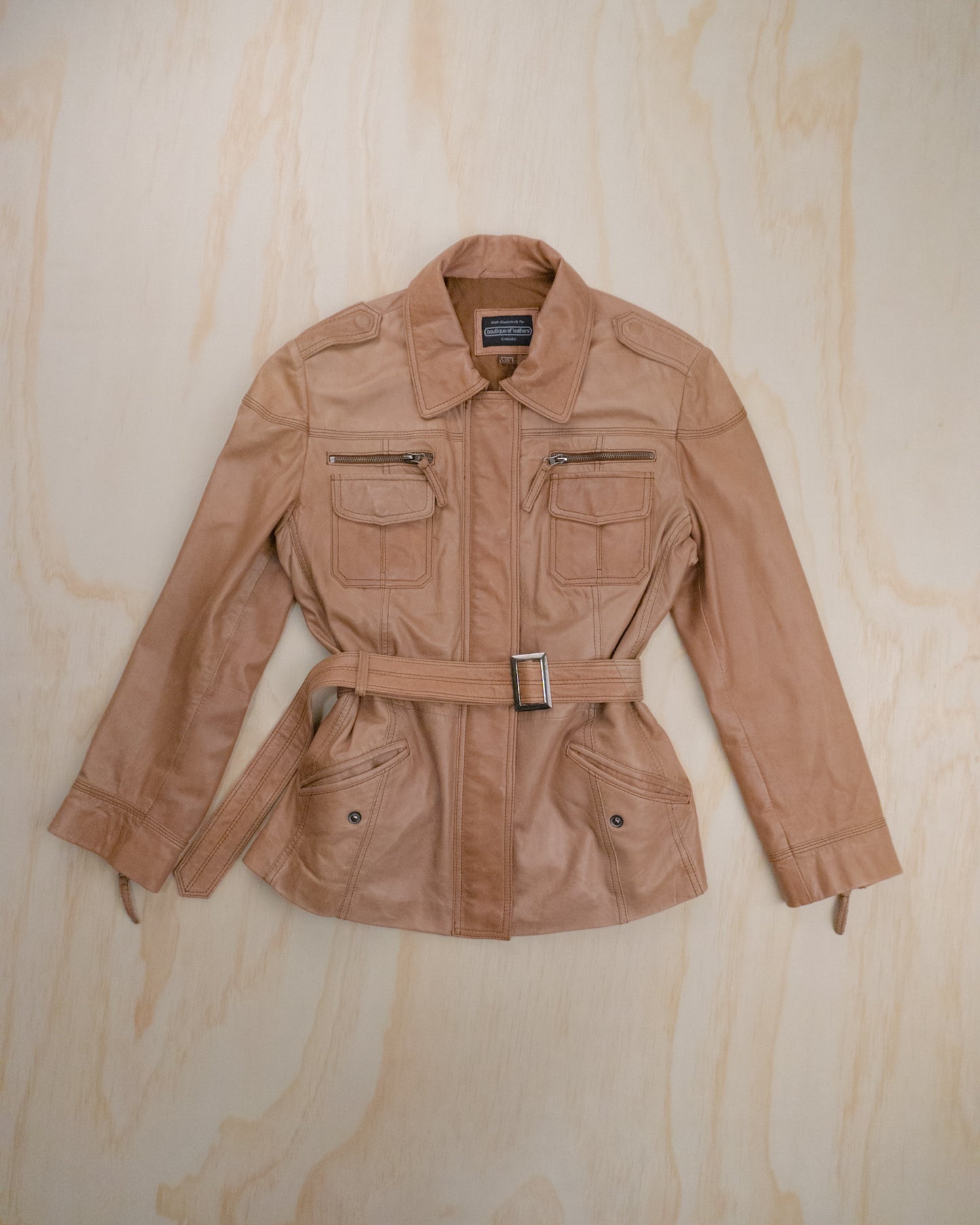 90s Belted Leather Jacket - S/M