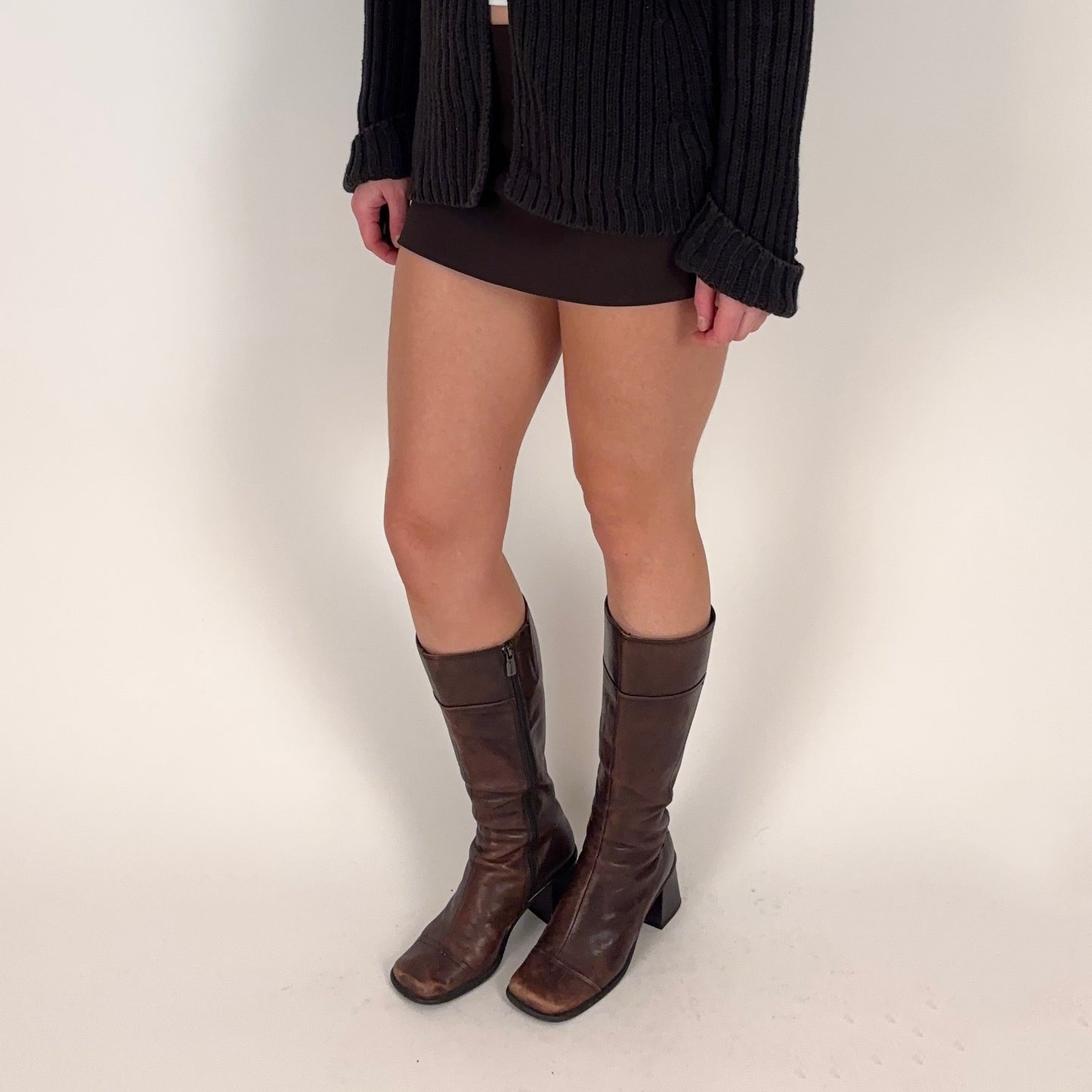 Vintage Washed Brown Leather Boots - 7.5