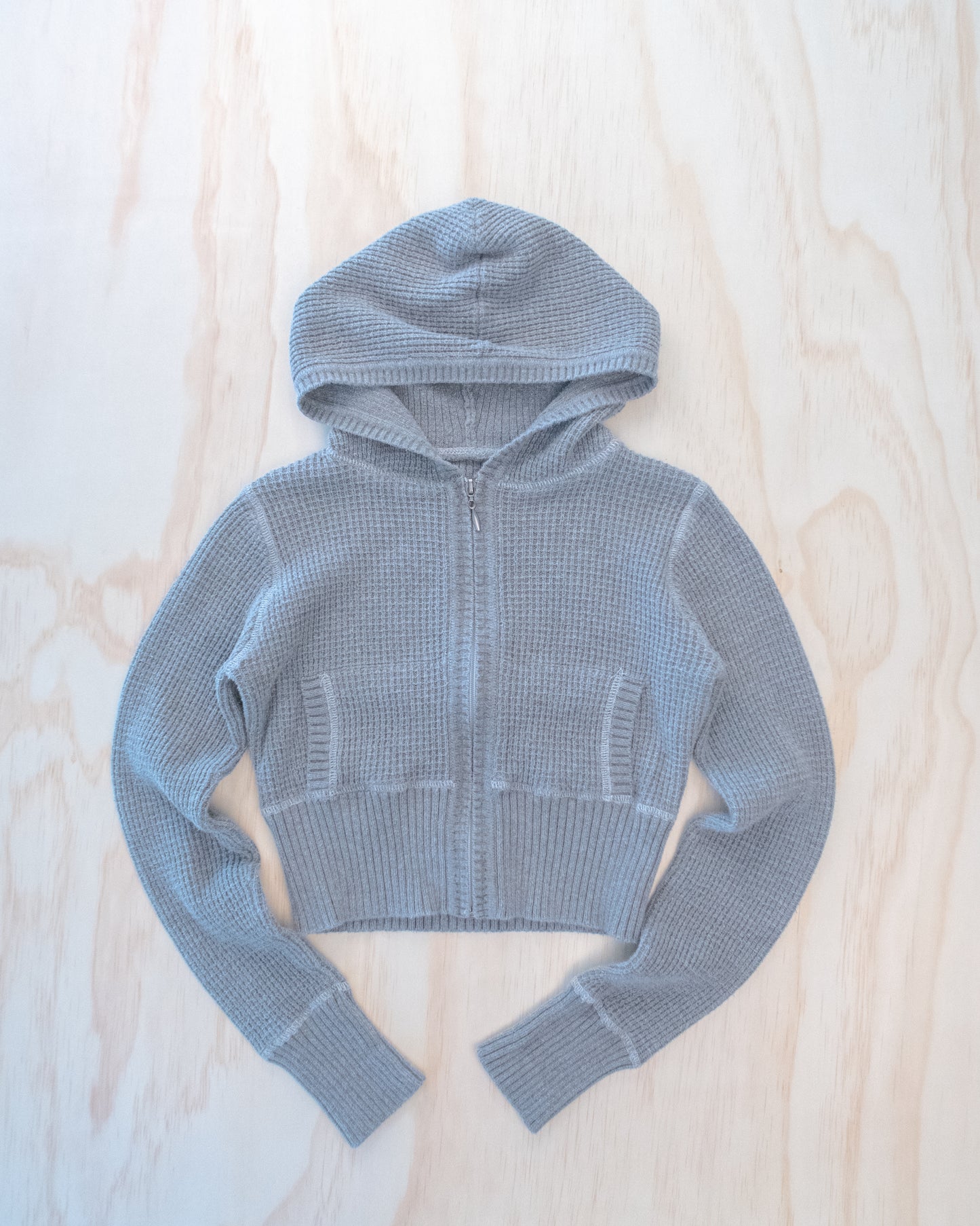 2000s Grey Cropped Waffle Zip - S