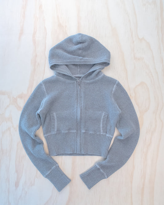 2000s Grey Cropped Waffle Zip - S