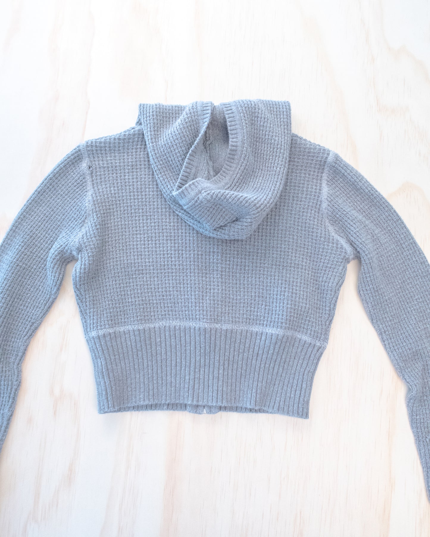 2000s Grey Cropped Waffle Zip - S