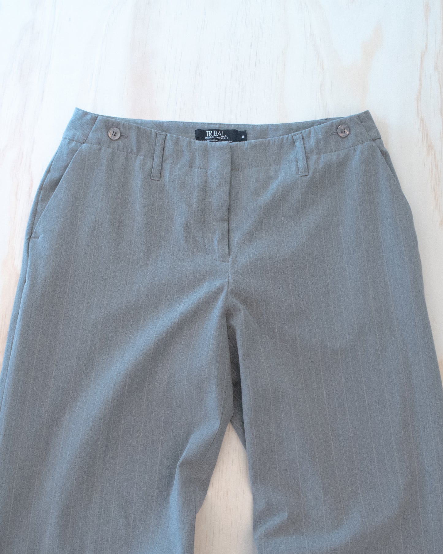 Grey Loose Fit Stripe Pants - 28/29