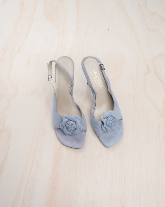 Vintage Blue Suede Heels - 8