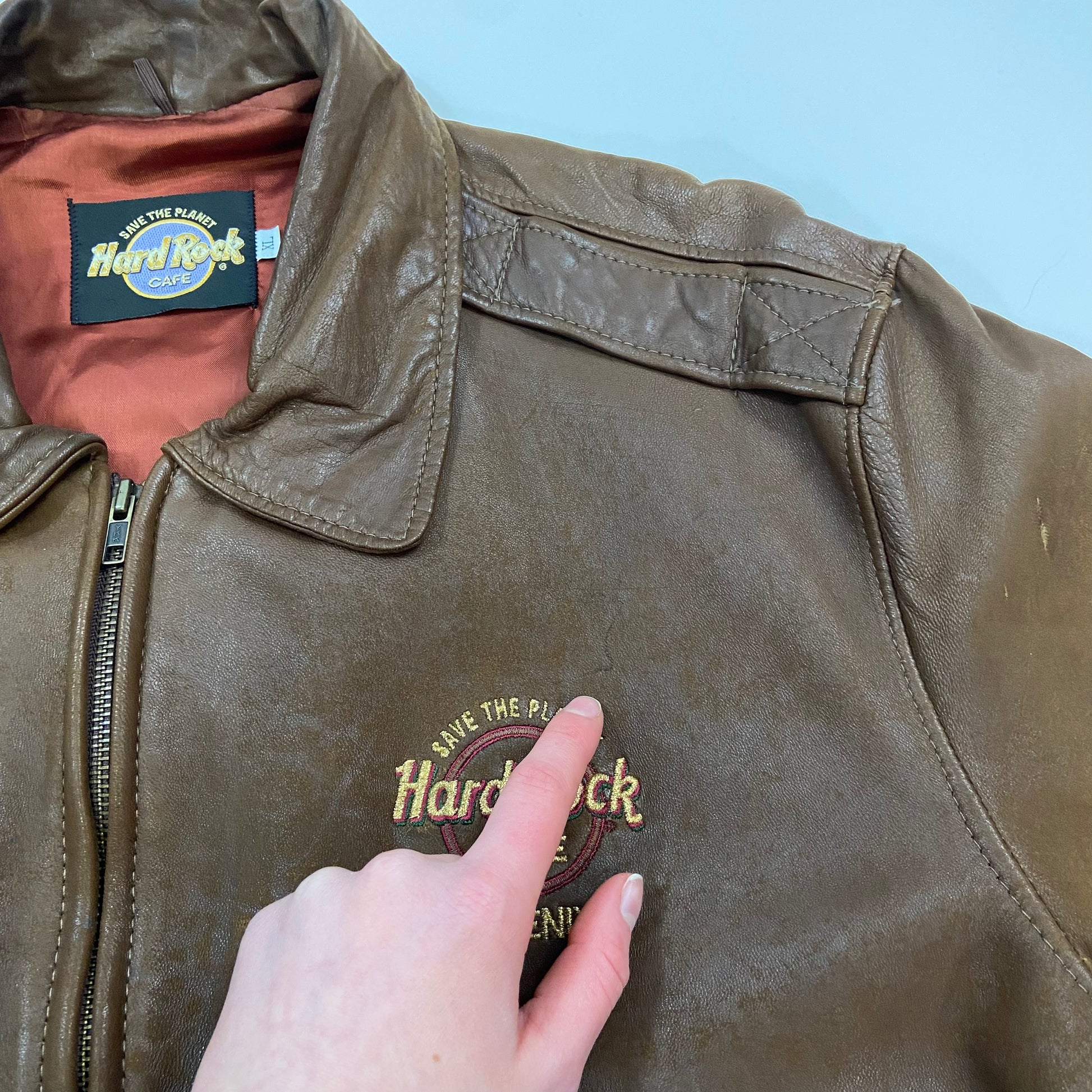 Hard rock cafe leather 2025 jacket