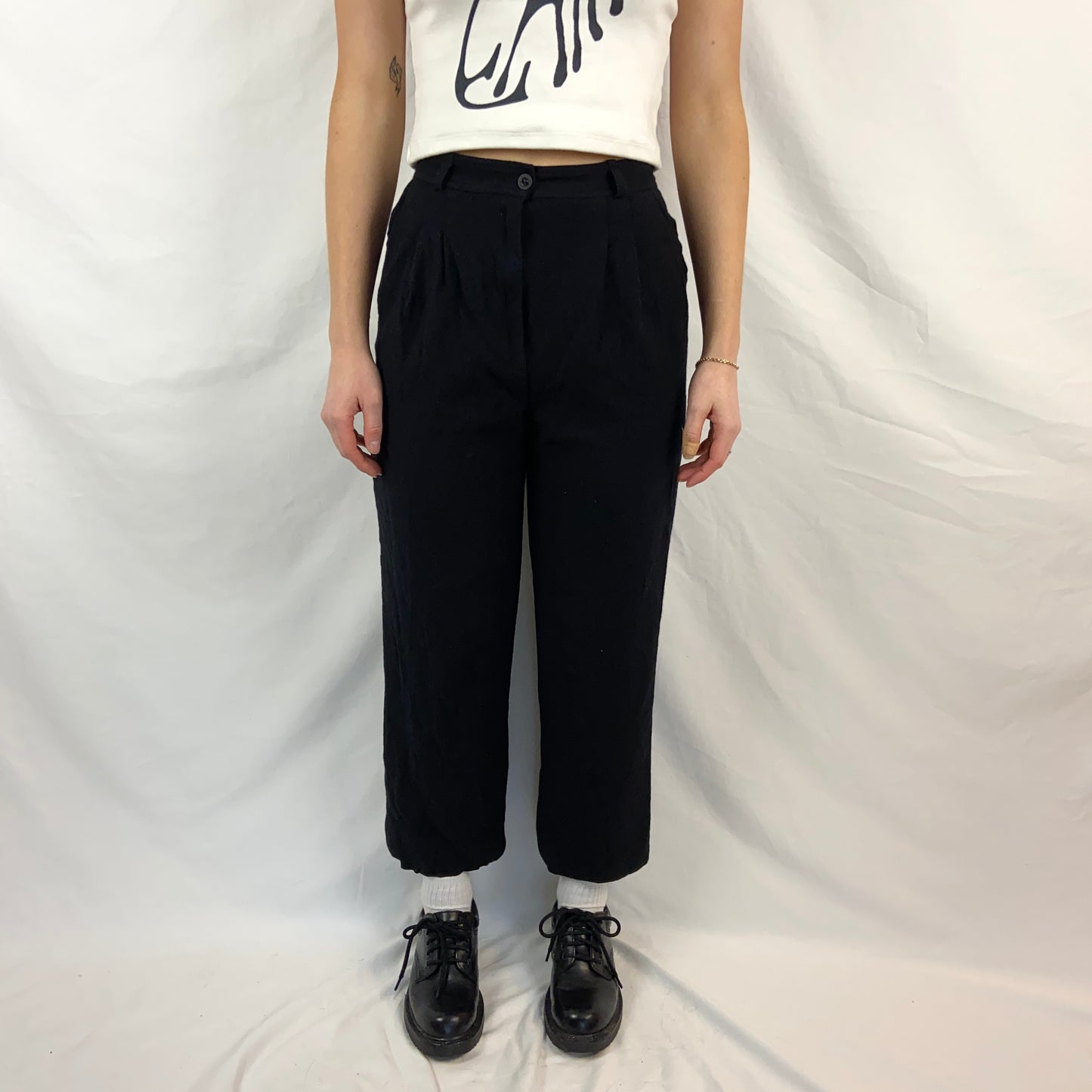 Vintage Black Wool Pants - 24/25