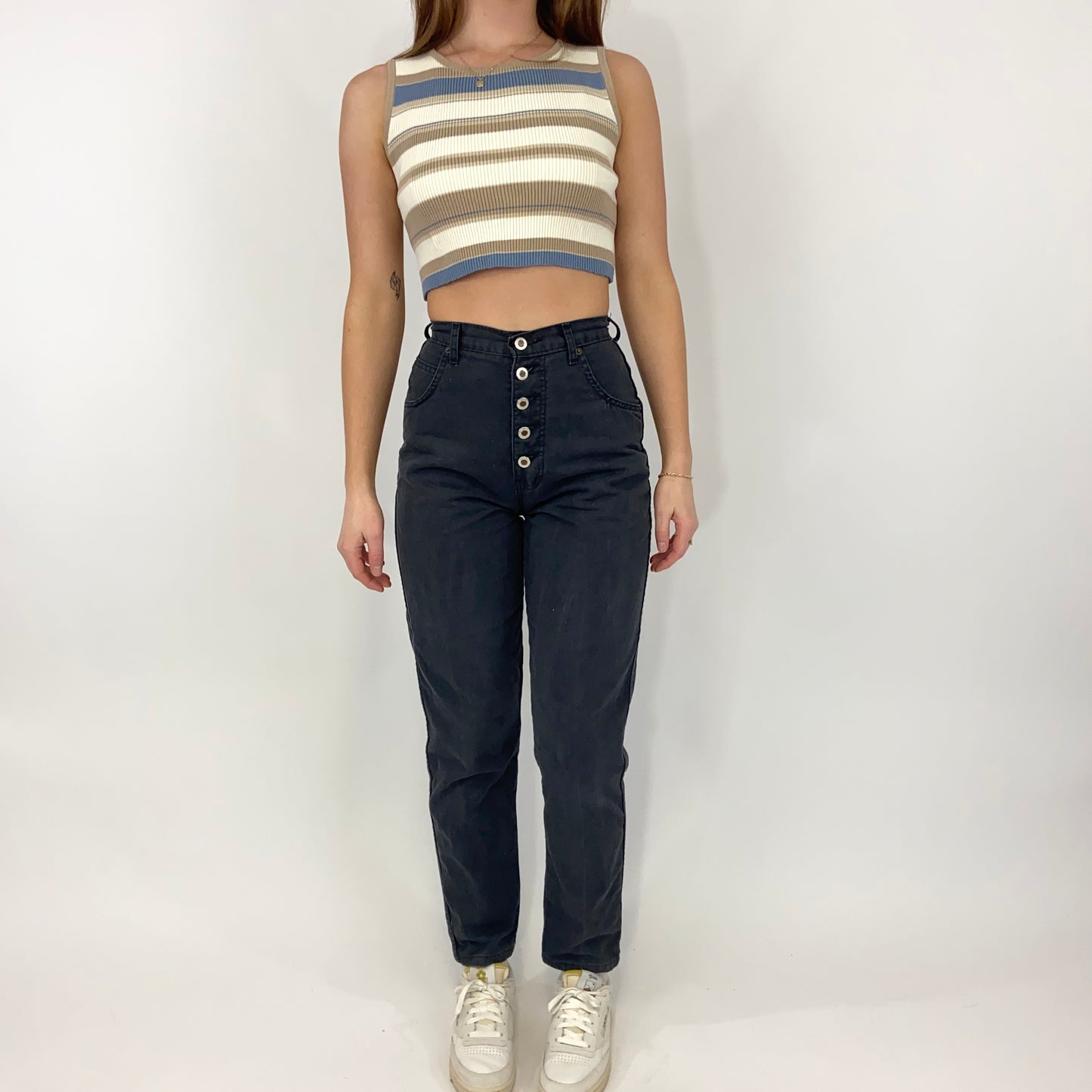 Vintage High Waisted Dark Grey Pants - 24/25