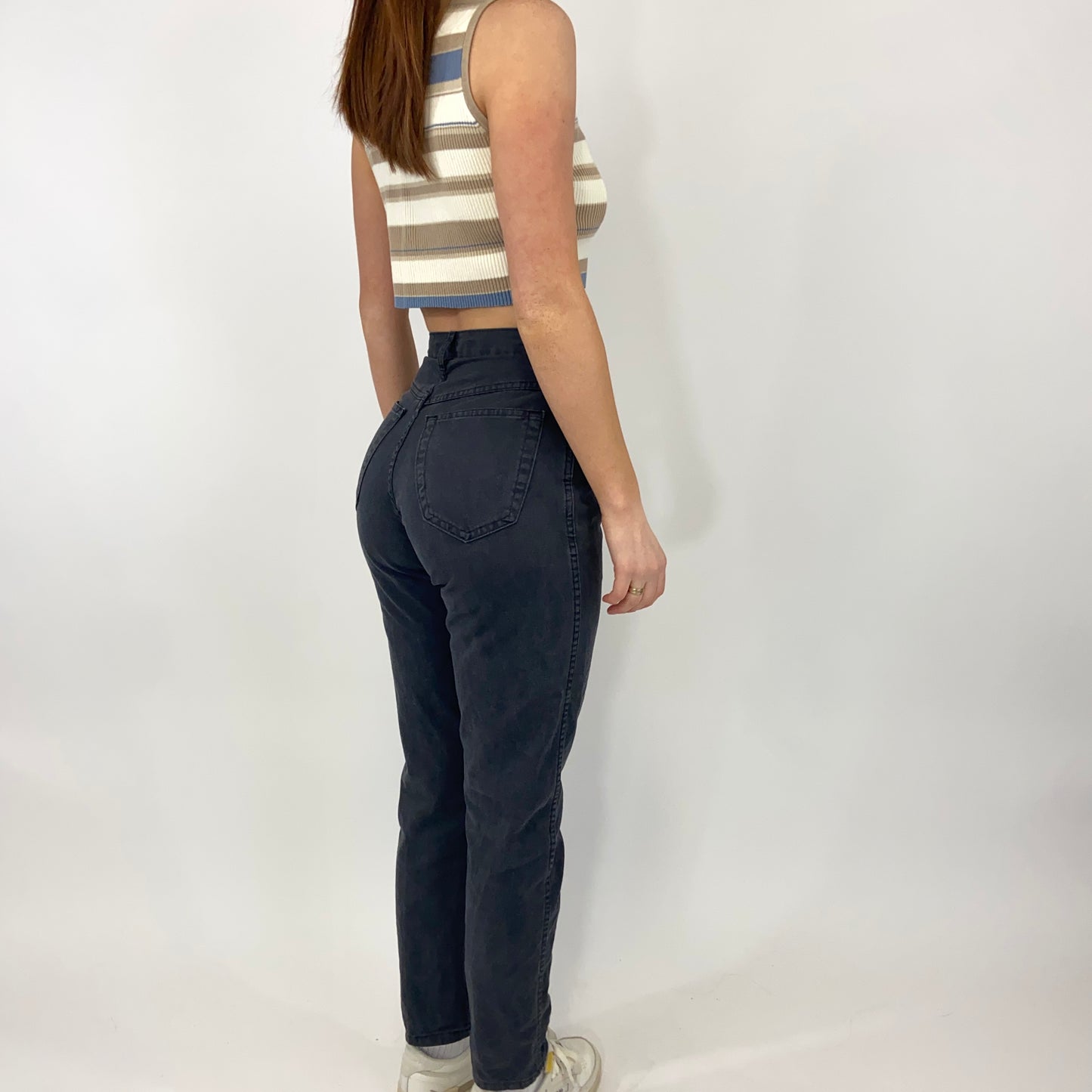 Vintage High Waisted Dark Grey Pants - 24/25